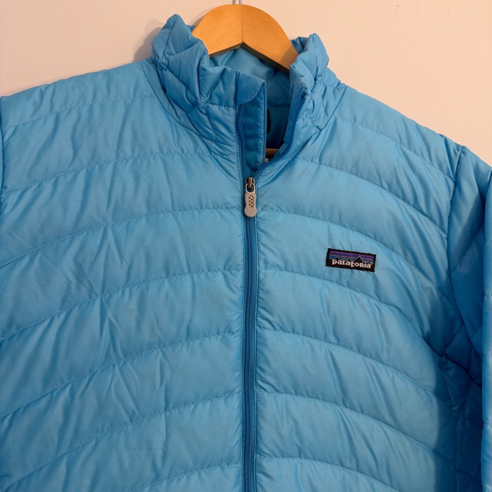 Patagonia Women Down Sweater Puffer Jacket XL Light Blue Full Zip 84682 - Picture 2 of 6